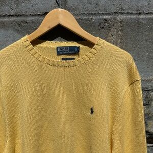 Polo Ralph Lauren sweater size XL yellow crewneck cotton knit preppy university